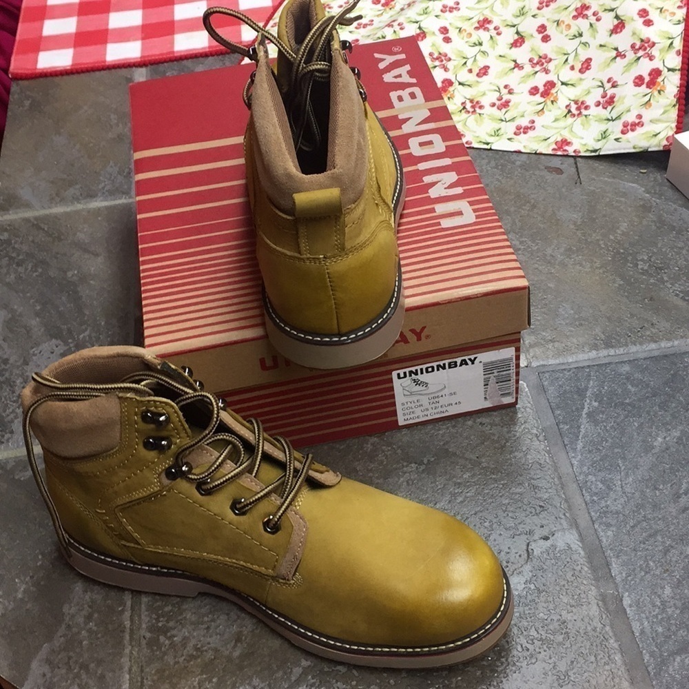 NWT Union bay all leather tan ankle boot Size 12